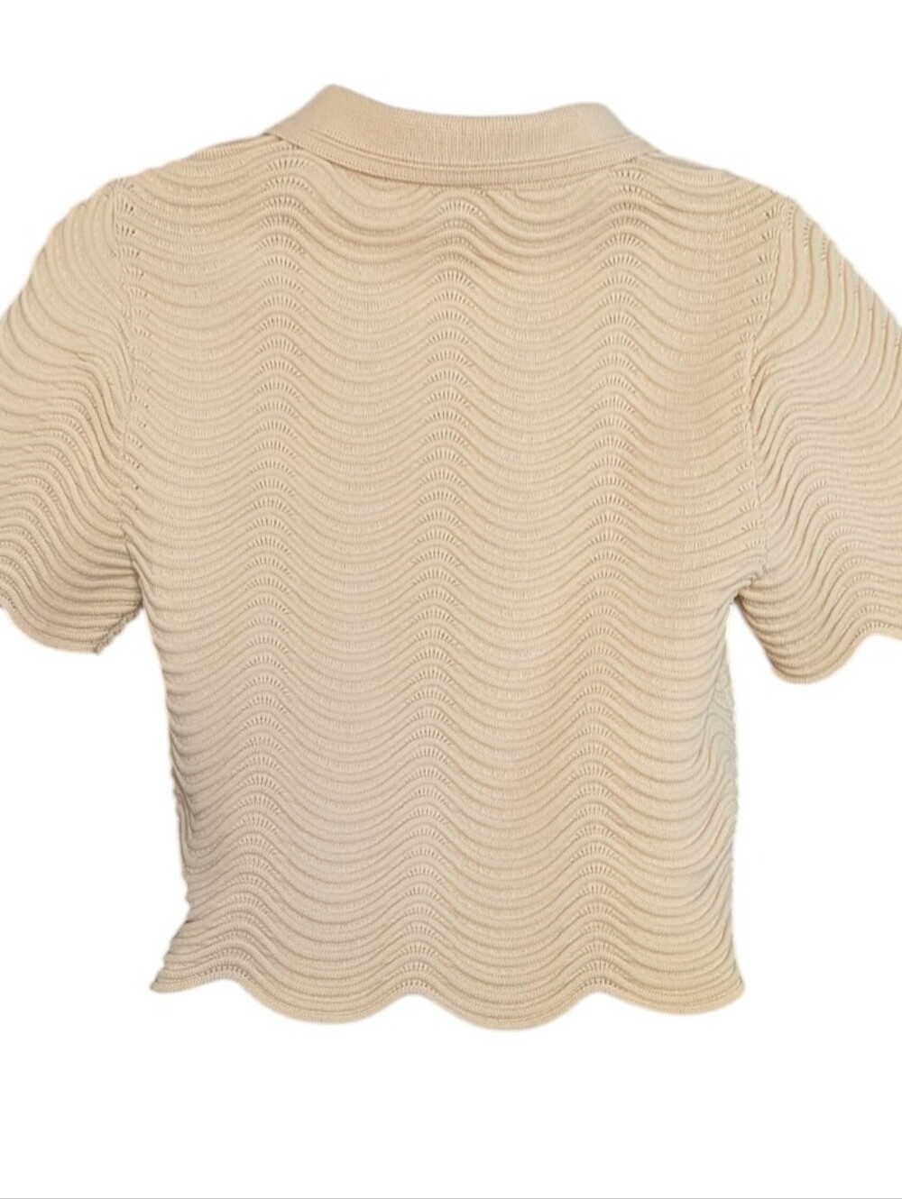 Sandro Campea Wavy Cropped Polo Sweater.... Size Small - Picture 4 of 10